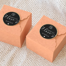 Handgjord kärlek typografi logotyp hjärtan guld sv runt klistermärke