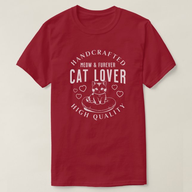 Handgjord katt Lover Meow och Furever Shirt T (Design framsida)