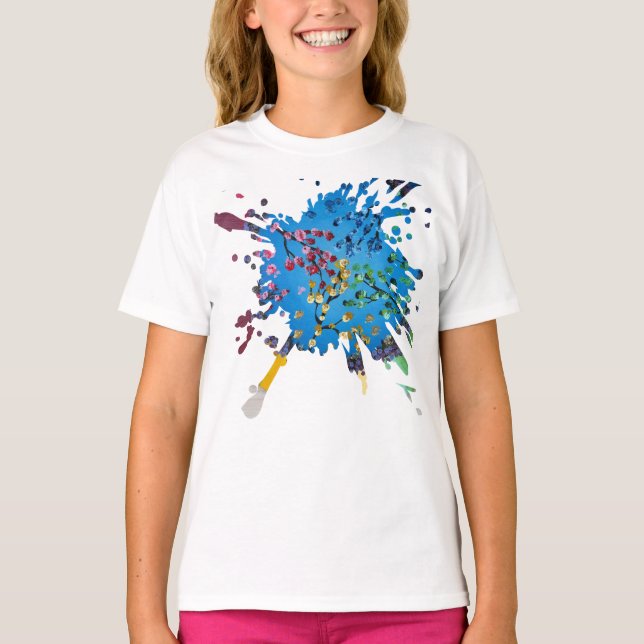 Handgjord konst - Blomhjul T Shirt (Framsida)