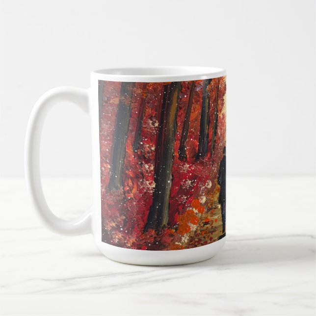 Handgjord konst - Orange skog  Kaffemugg (Vänster)