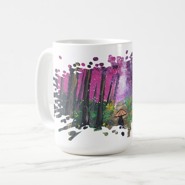 Handgjord konstverk - Går ensam  Kaffemugg (Framsida vänster)