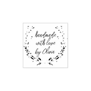 Handgjord Lavender Hearts Utandning Rubber Frimärk Stämpel