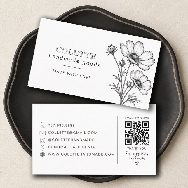 Handgjord logotyp med blomma visitkort (Skapare uppladdad)