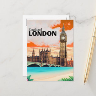 Handgjord London Watercolour Postcard Set Helg Vykort