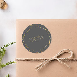 Handgjord med grå geometrisk guldeffekt runt klistermärke