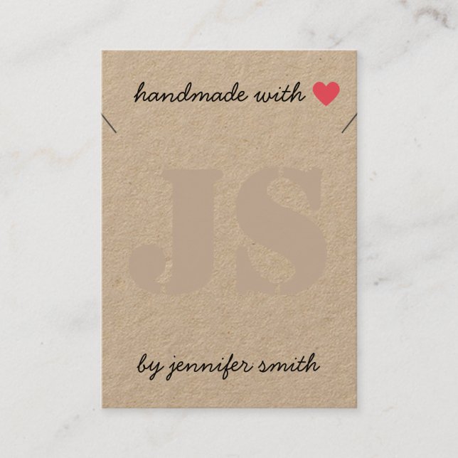 Handgjord med Heart Necklace Visning Card Holger Visitkort (Framsida)