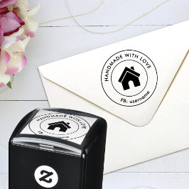 Handgjord med kärlek Anpassad logotyptext Självfärgande Stämpel