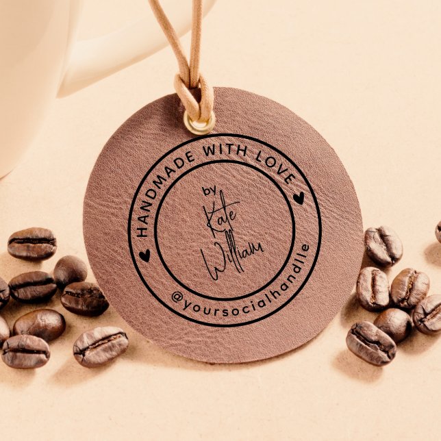Handgjord med Kärlek | Anpassat namn, Social-refer Stämpel (Skapare uppladdad)
