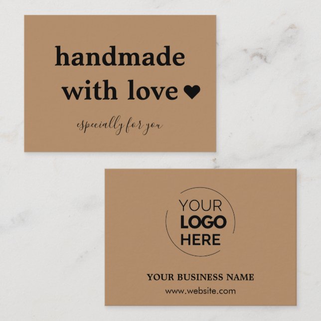 Handgjord med Kärlek | Anpassningsbar Logotyp Brow Visitkort (Fram/baksida)