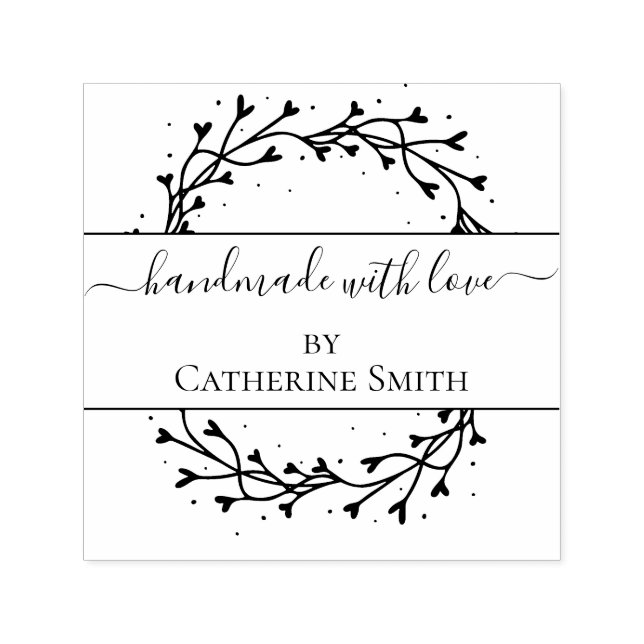 Handgjord med kärlek blomma gummistämpel självfärgande stämpel (Design)
