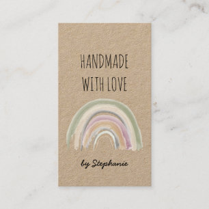 Handgjord med Kärlek Boho Rainbow Kraft Papper Rus Visitkort