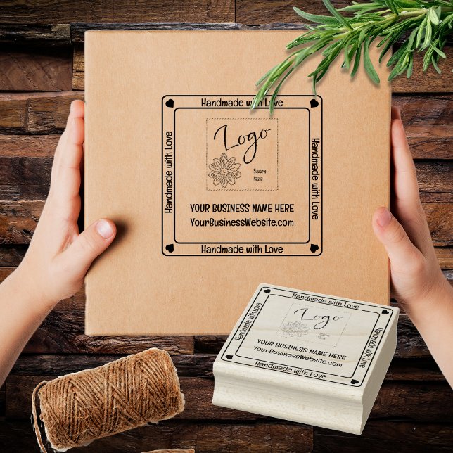 Handgjord med Kärlek Business Promo - Monokromatis Stämpel ("Handmade with Love" Business and Promotional Monochromatic Rubber Stamp - Multiple Colors Available)