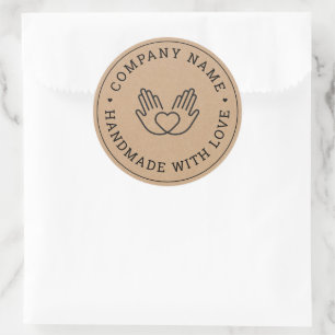 Handgjord med Kärlek Business Rustic Kraft Runt Klistermärke