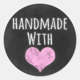 Handgjord med Kärlek Chalkboard Rustic Shabby chic Runt Klistermärke