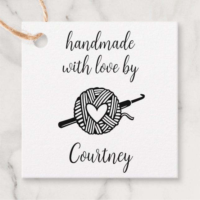 Handgjord med Kärlek Crochet Gåvor Etiketter (Framsida)
