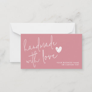 Handgjord med Kärlek Dusty Rosa Heart Jewelry Care Anteckningskort