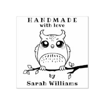 Handgjord med Kärlek efter eget namn Uggla Rubber 