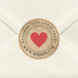 Handgjord med kärlek Elegant Kraft Papper look Runt Klistermärke