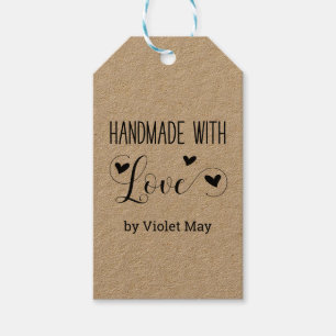 Handgjord med Kärlek - Elegant Rustic Kraft Anpass Presentetikett