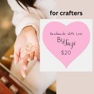 Handgjord med Kärlek enkel Pris Märkre för Rosa He Hjärtformat Klistermärke