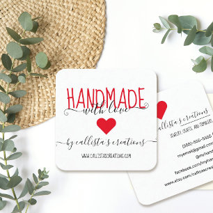 Handgjord med Kärlek Etsy Home Crafter Art Fair Fyrkantigt Visitkort