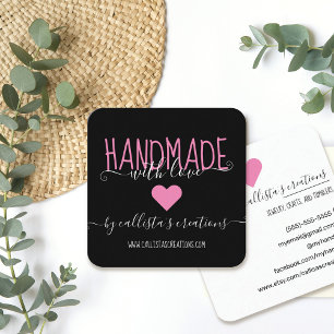 Handgjord med Kärlek Etsy Home Crafter Art Fair Fyrkantigt Visitkort