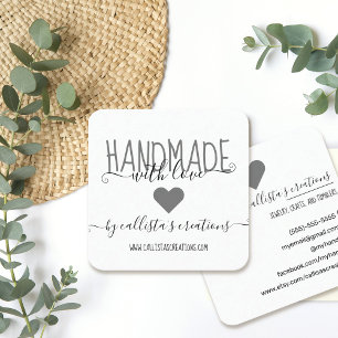 Handgjord med Kärlek Etsy Home Crafter Art Fair Fyrkantigt Visitkort