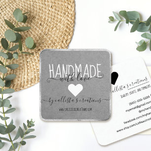 Handgjord med Kärlek Etsy Home Crafter Art Silver Fyrkantigt Visitkort