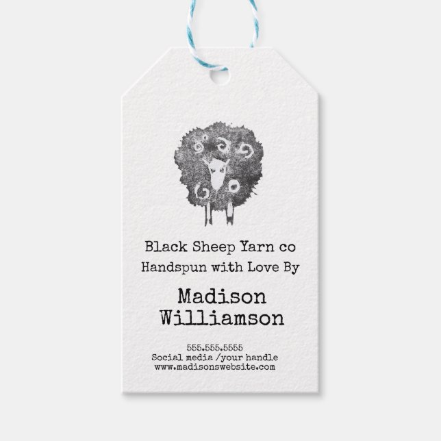 Handgjord med Kärlek | Färggarn | Fårutskrift Presentetikett (Framsidan)