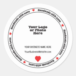 Handgjord med kärlek Företagskort - Red Heart Runt Klistermärke