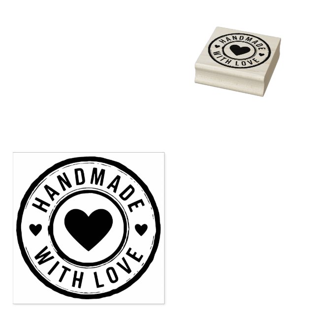 Handgjord med Kärlek Frimärke med hjärta Stämpel (Stämplad)