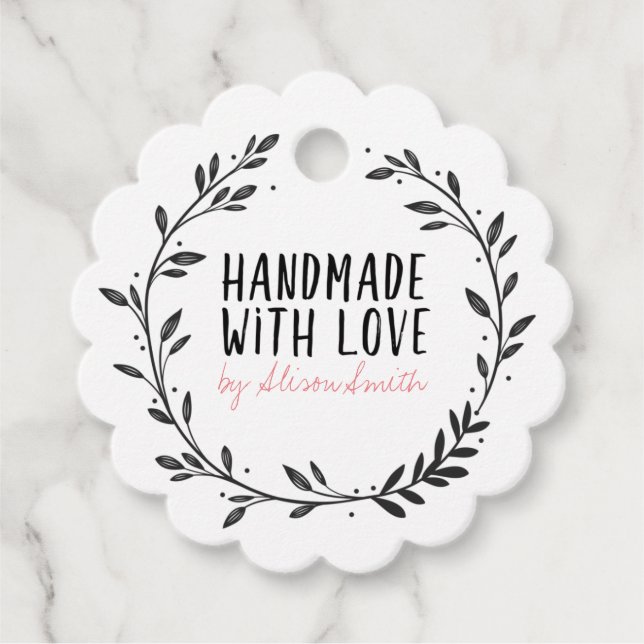 Handgjord med Kärlek Gåvor Etiketter (Framsida)