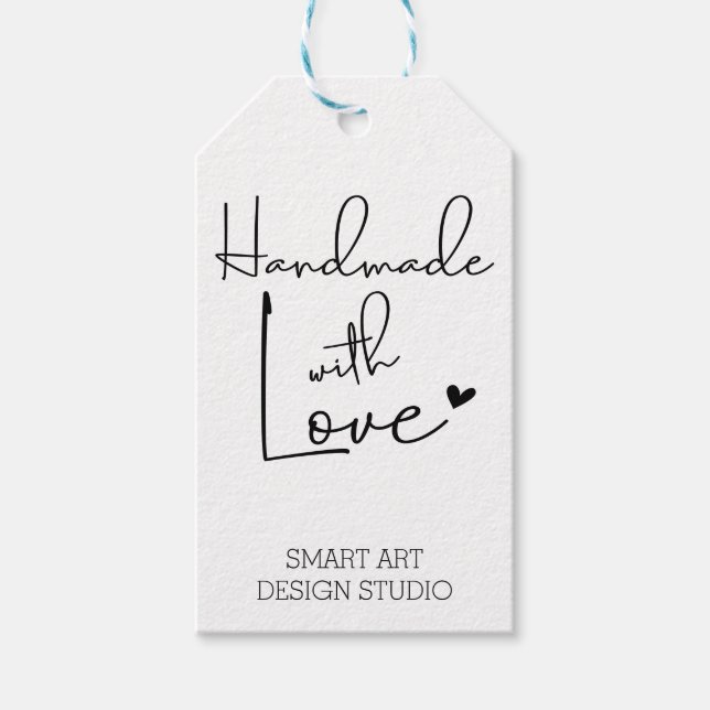 Handgjord med Kärlek Handstavad Beställbar Kraftpa Presentetikett (Framsidan)
