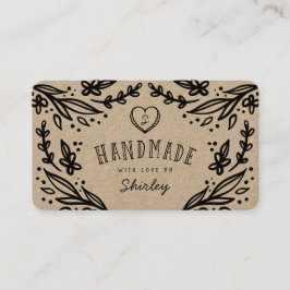 Handgjord med Kärlek Heart Monogram Blommigt Desig Visitkort