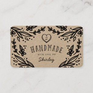Handgjord med Kärlek Heart Monogram Blommigt Desig Visitkort