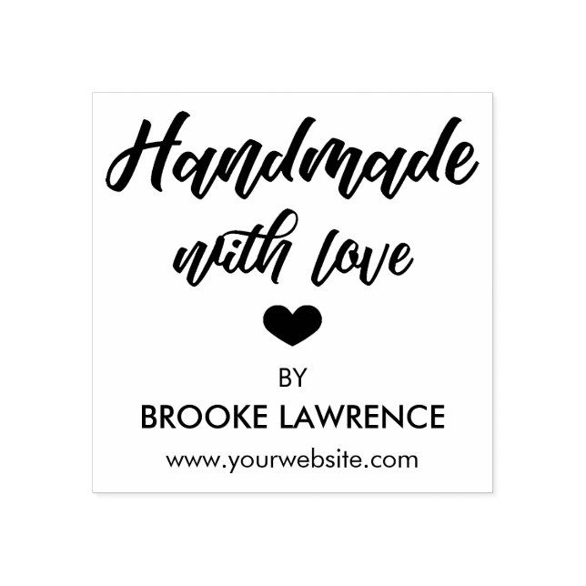 Handgjord med Kärlek Heart & Namn Stämpel (Tryck)