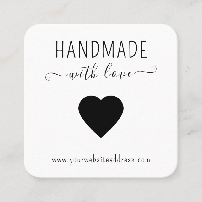 Handgjord med Kärlek Heart QR Code Logotyp Social  Fyrkantigt Visitkort (Framsida)