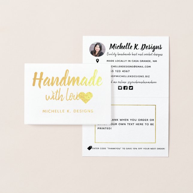 Handgjord med Kärlek Heart Shop PackNote Folierat Kort (Display)