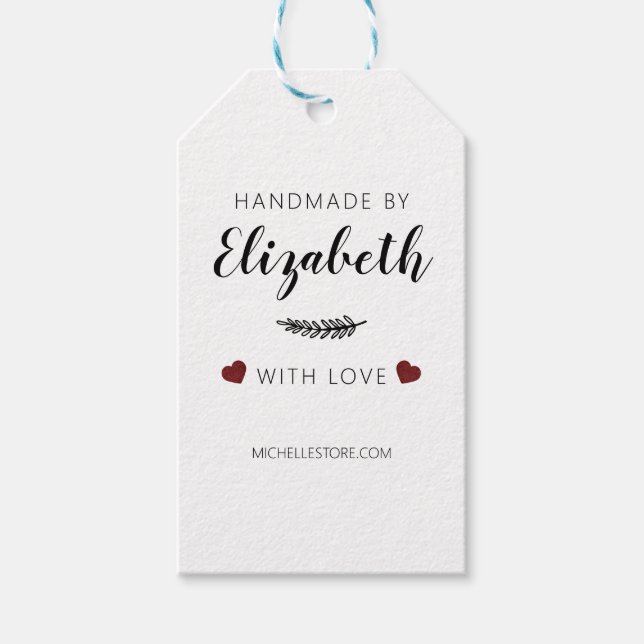 Handgjord med Kärlek Hearts Tack Presentetikett (Framsidan)
