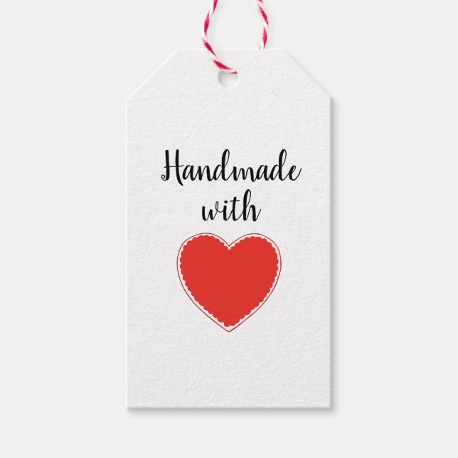 Handgjord med kärlek hjärta presentkort presentetikett (Framsidan)