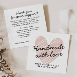 Handgjord med kärlek Hjärtligt tack smycken skötse Tilläggskort