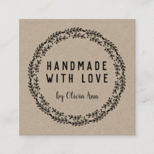 Handgjord med Kärlek Kraft Etsy Home Crafter Fyrkantigt Visitkort