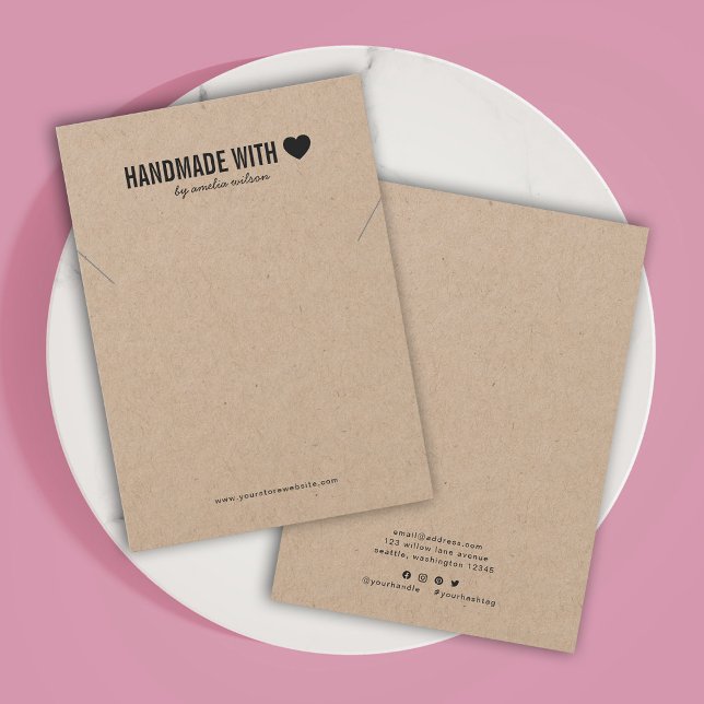Handgjord med Kärlek Kraft Necklace Visning Card Visitkort (Skapare uppladdad)