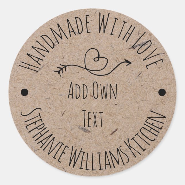 Handgjord med Kärlek Kraft Papper etikett | HAND P (Framsida)