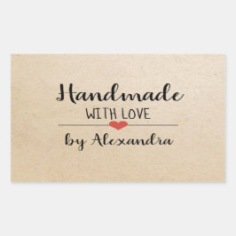 Handgjord med kärlek kraftmanusanpassningsbar rektangulärt klistermärke