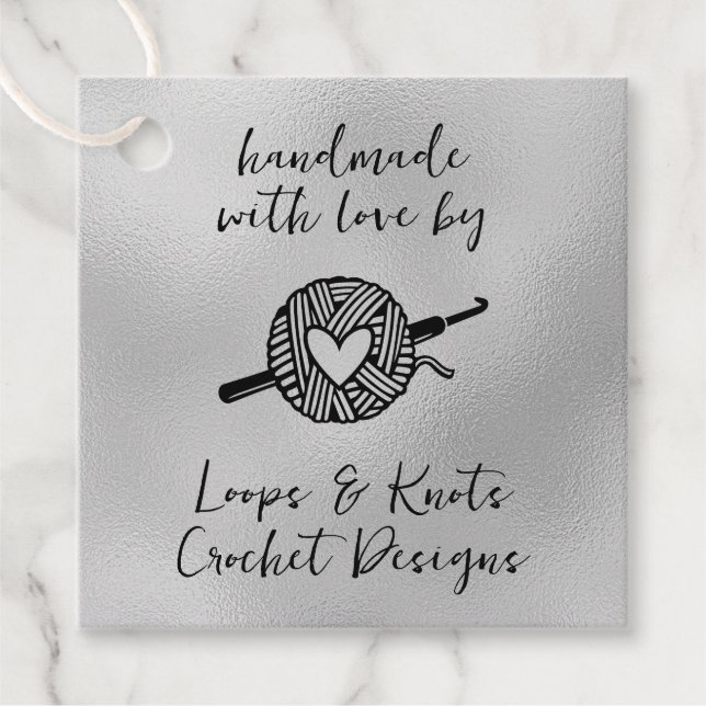 Handgjord med Kärlek-kvadrat Gåvor Etiketter (Framsida)
