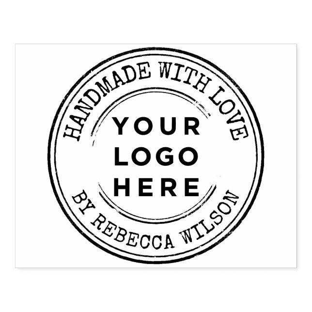 Handgjord med kärlek med stor logotyp anpassningsb stämpel (Tryck)