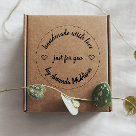 Handgjord med Kärlek | Modern Heart Maker Namn Självfärgande Stämpel