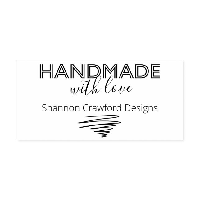 Handgjord med Kärlek Modern Retro Namnteckning skr Stämpel (Tryck)