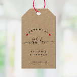 HANDGJORD MED KÄRlek Modern Skript Kraft Presentetikett<br><div class="desc">Anpassade Handgjorda med Kärlek Kraft presentkort med en söt skript kalligrafi design,  handritade små röda hjärtan och utrymme för fullständig beskrivning,  ingredienslista och webbplatsinformation. Perfekt liten tillägg för dina hemmagjorda sylter,  tvålar eller stickade tröjor att sälja eller ge bort som en högtids- eller alla hjärtans dag-present!</div>